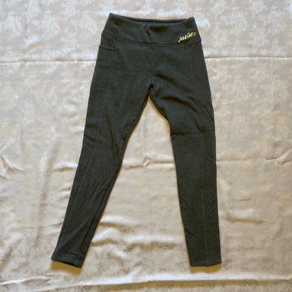 Justice Gray Fleece-lined Leggings size 14